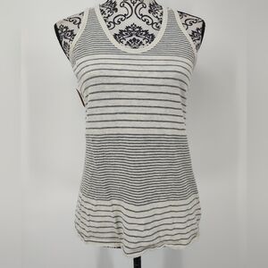 Sonoma Women's Gray and White Striped Tank Top Size XS